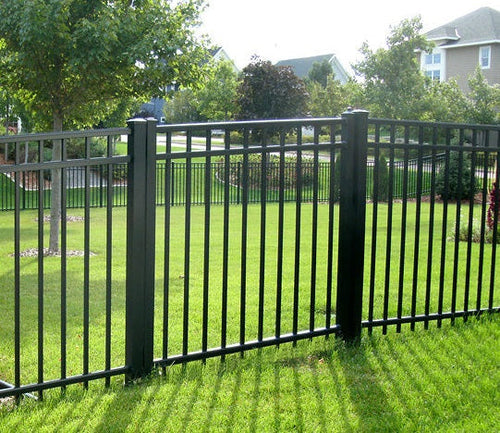 6' tall x 4' wide 3-Rail Ornamental Aluminum Flat Top Gate with 3-7/8" Air Space - BUY PER PIECE (EACH)