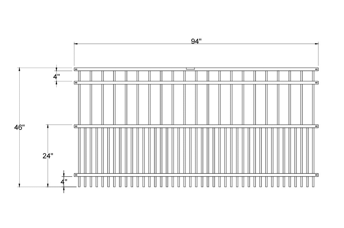 [PRICE PER FOOT] Puppy Picket Panel - Flat Top 8' Wide x 4' Tall 4-Rail Fence Panel