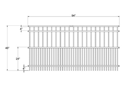 [PRICE PER FOOT] Puppy Picket Panel - Flat Top 8' Wide x 4' Tall 4-Rail Fence Panel