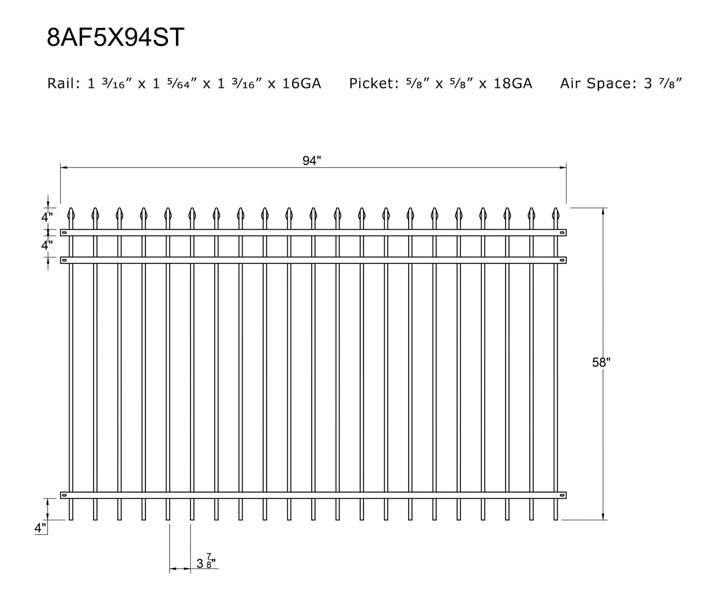 [75 Feet of Fence] 5' tall Ornamental Steel Spear Top Complete Fence Package