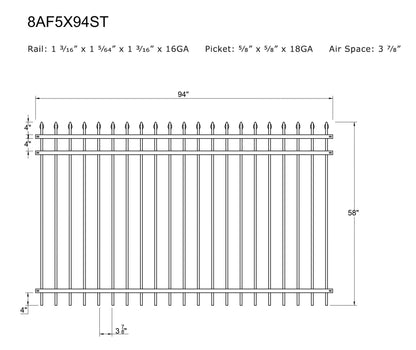 [75 Feet of Fence] 5' tall Ornamental Steel Spear Top Complete Fence Package