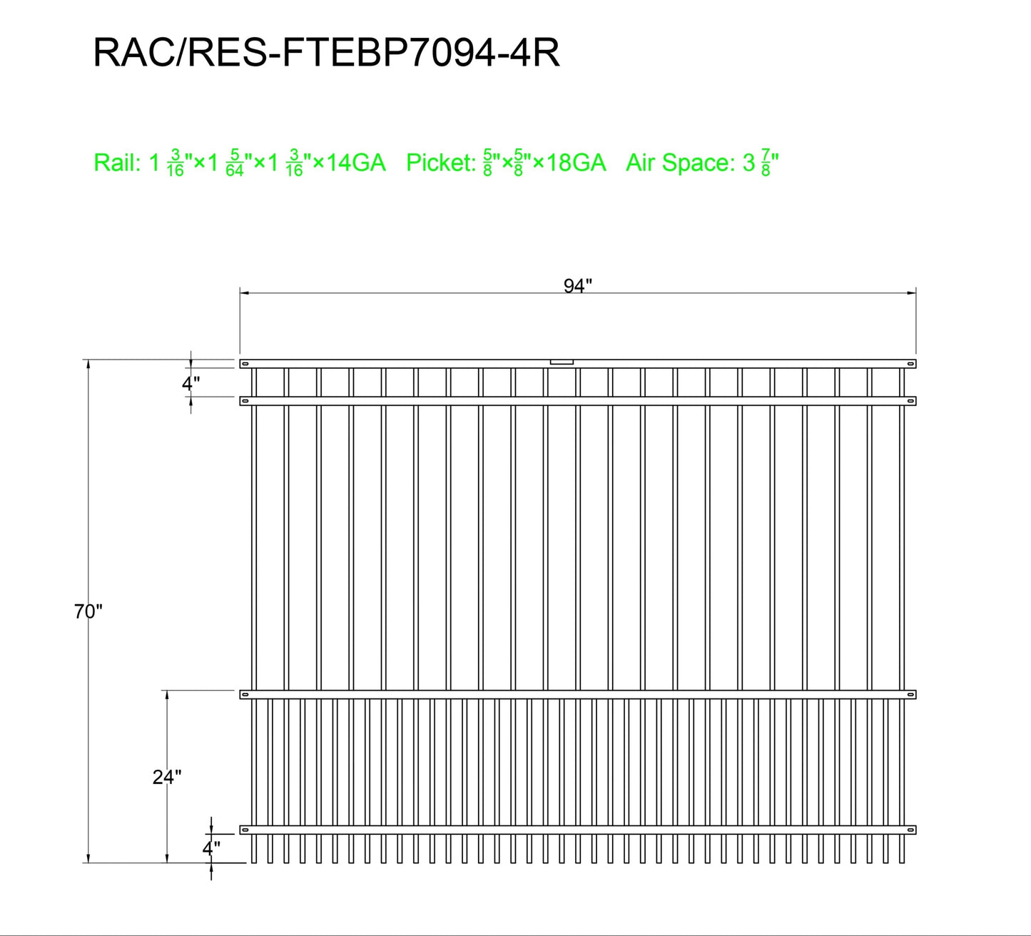 [350 Feet of Fence] 6' tall Ornamental Steel Flat Top Puppy Picket Complete Fence Package