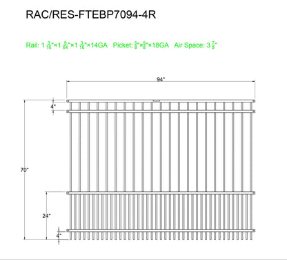 [350 Feet of Fence] 6' tall Ornamental Steel Flat Top Puppy Picket Complete Fence Package