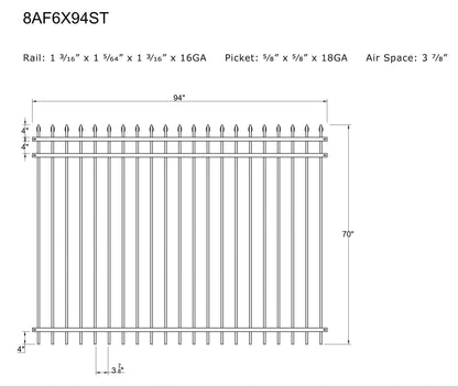 [200 Feet of Fence] 6' tall Ornamental Steel Spear Top Complete Fence Package