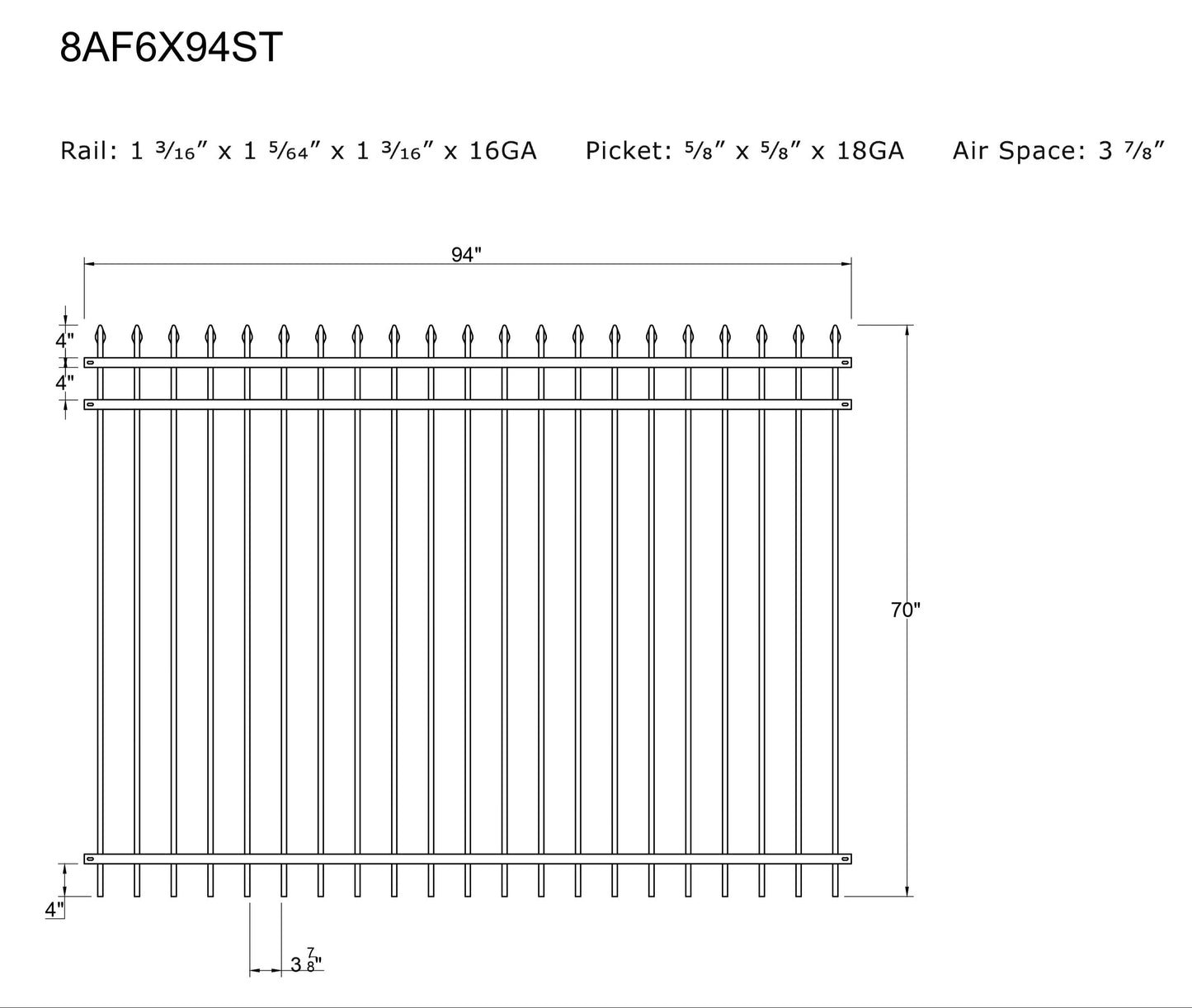 [300 Feet of Fence] 6' tall Ornamental Steel Spear Top Complete Fence Package