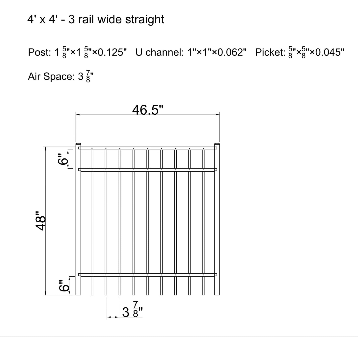[350 Feet of Fence] 4' tall Black Ornamental Aluminum Flat Top Complete Fence Package