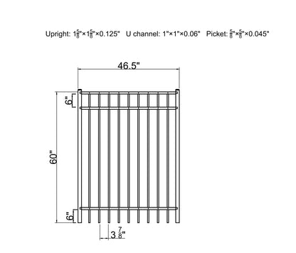 [300 Feet of Fence] 5' tall Black Ornamental Aluminum Flat Top Complete Fence Package
