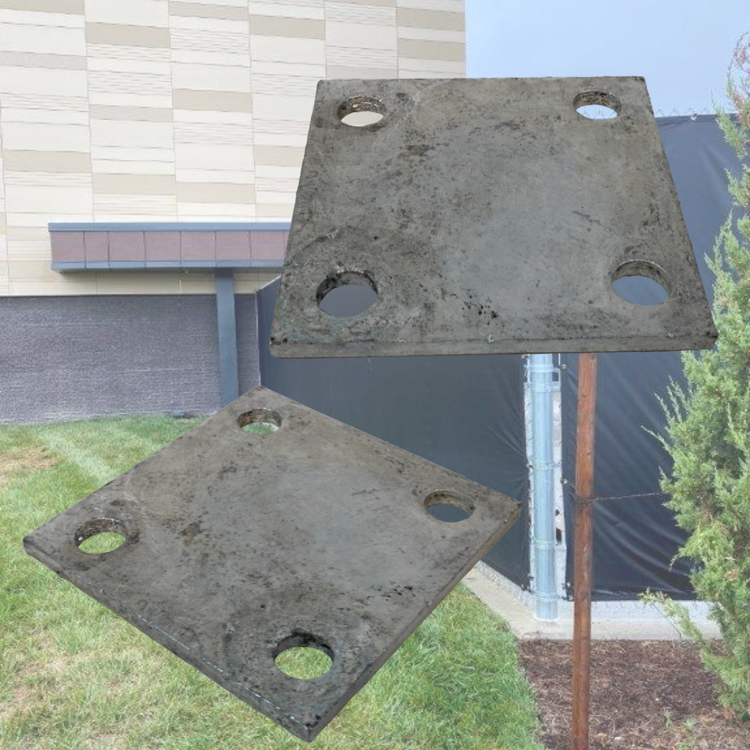 6" Sq. x 3/8" Galvanized Steel Plate for Plated Posts Fences
