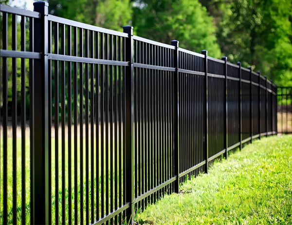 [PRICE PER FOOT] 5' tall x 6' wide 3-Rail Ornamental Aluminum Flat Top Fence Panel with 3-7/8" Air Space