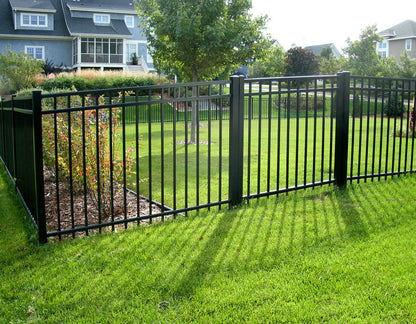 [PRICE PER FOOT] 5' tall x 6' wide 3-Rail Ornamental Aluminum Flat Top Fence Panel with 3-7/8" Air Space