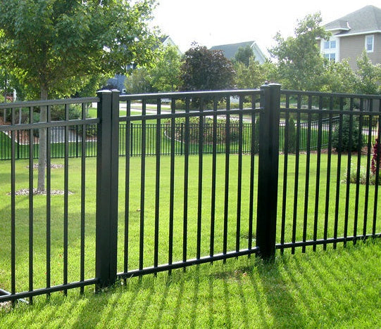 6' tall x 5' wide 3-Rail Ornamental Aluminum Flat Top Gate with 3-7/8" Air Space