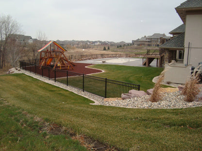 [50 Feet of Fence] 4' tall Black Ornamental Aluminum Flat Top Complete Fence Package