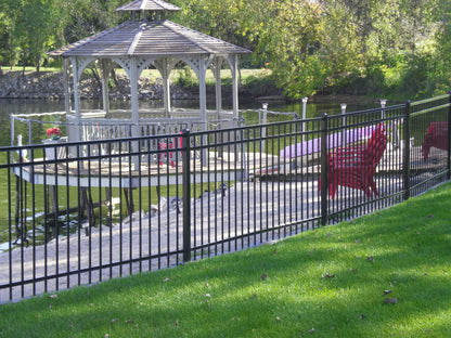[PRICE PER FOOT] 6' tall x 8' wide 3-Rail Ornamental Steel Flat Top Fence Panel with 3-7/8" Air Space