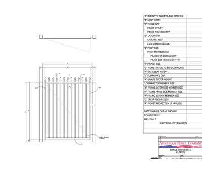 60" x 48" Spear Top Single Swing Gate