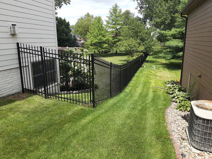 5' tall x 8' wide 3-Rail Ornamental Steel Spear Top Fence Panel with 3-7/8" Air Space